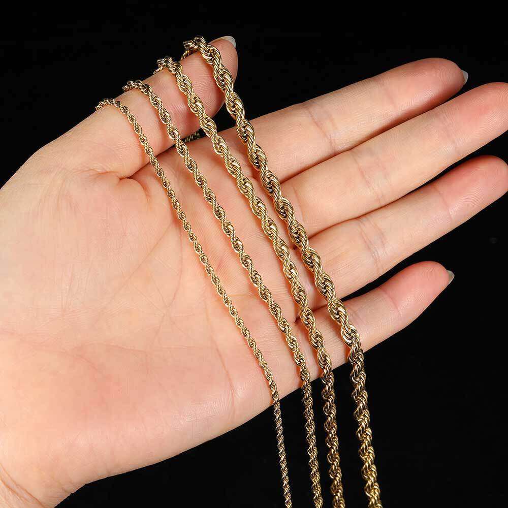 Hip Hop Stainless Twist Trendy Brand Titanium Steel Bracelet Toggle Chain Gold Necklace a5ee