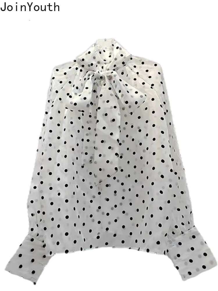 Chiffon Women Tops Long Sleeve Bandage Bow Blouses 2025 Blusas Mujer De Moda Fashion Summer Blouse Loose Sweet Vintage Shirts