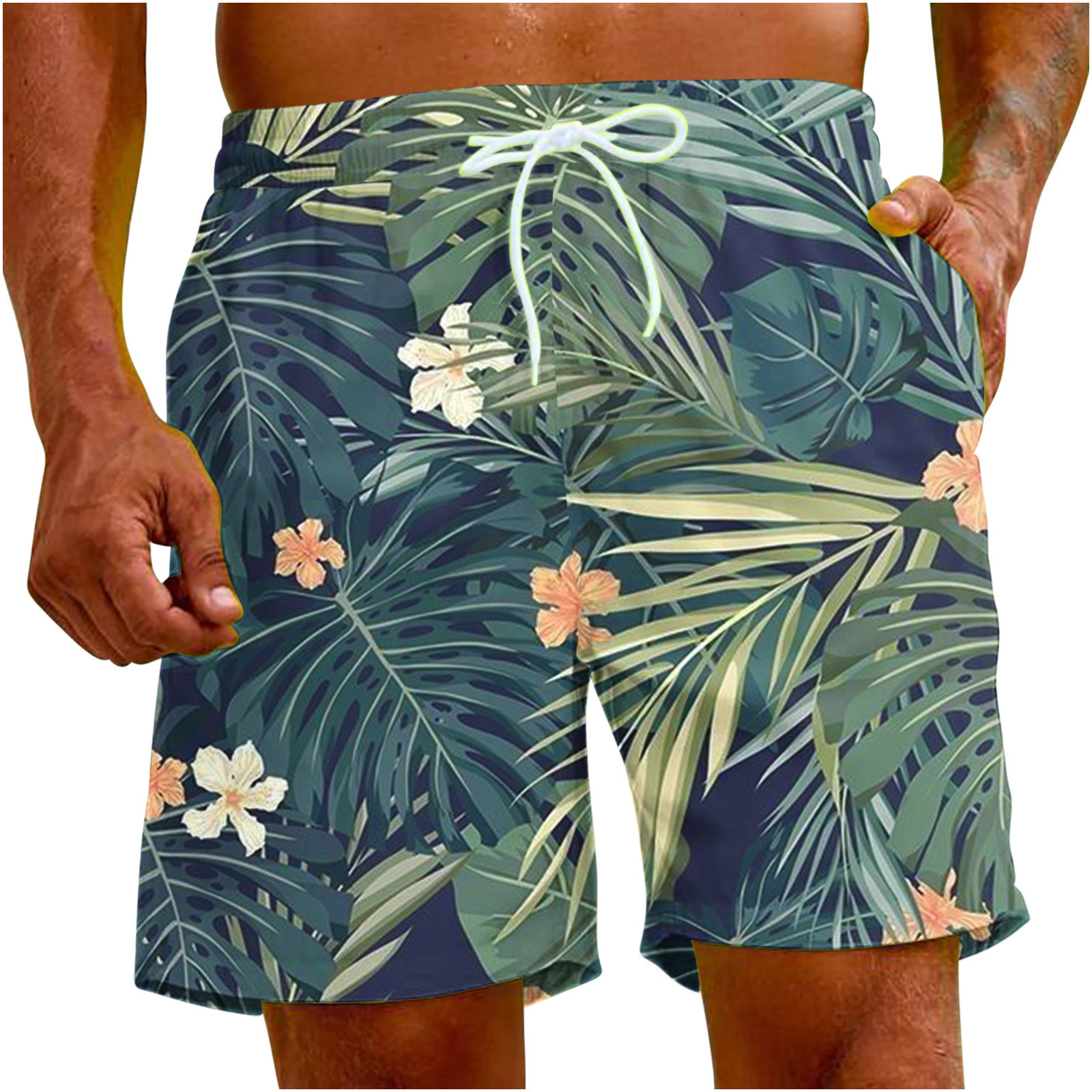 Free Shipping Designer Beach Pants Direct Supply 2025 European And American Cross-border Summer Men's Hawaiian Digital Print Beach Style Men'