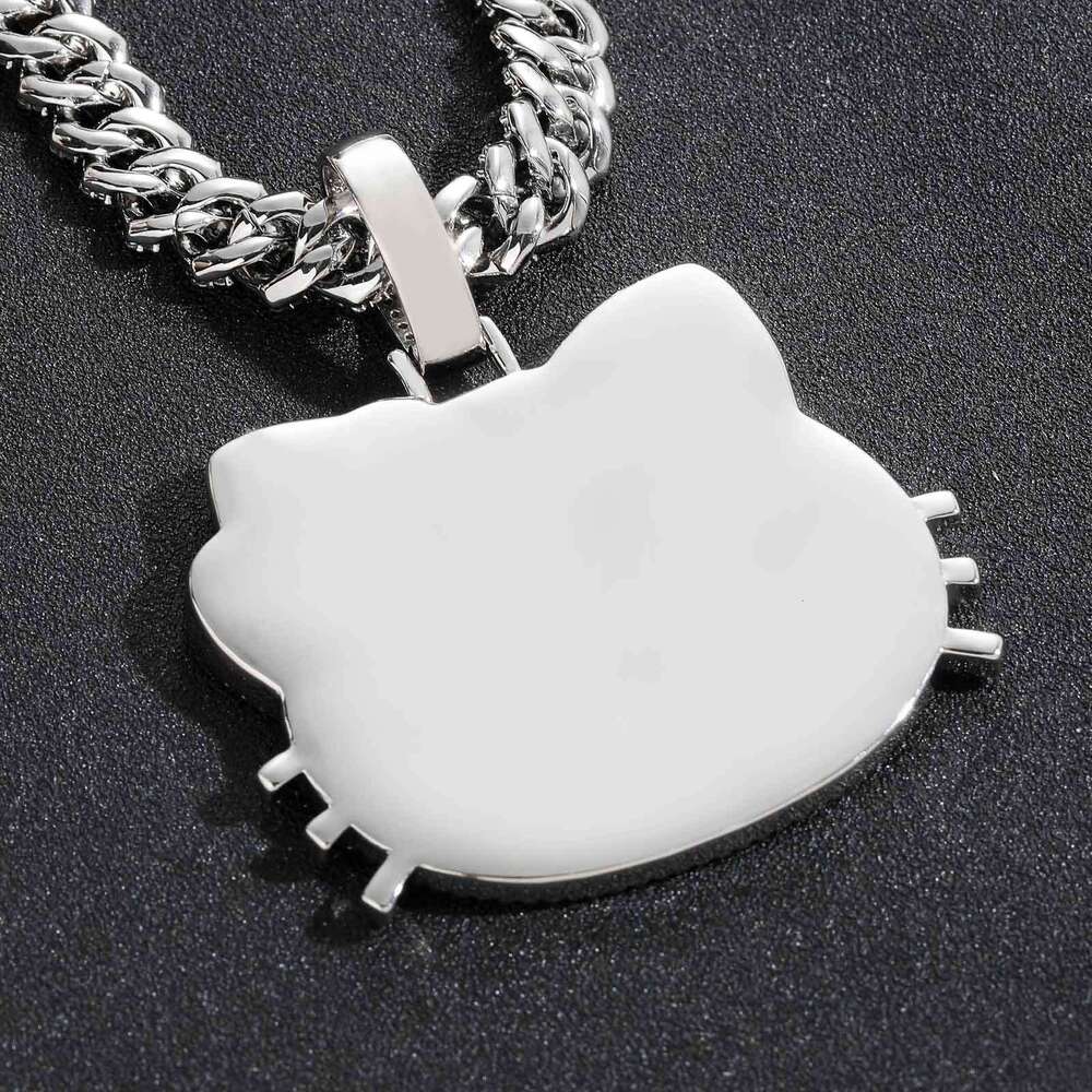 New Cat Pendant Small Animal Cute Unisex Pink Zircon Solid Personality Hip Hop Necklace e921