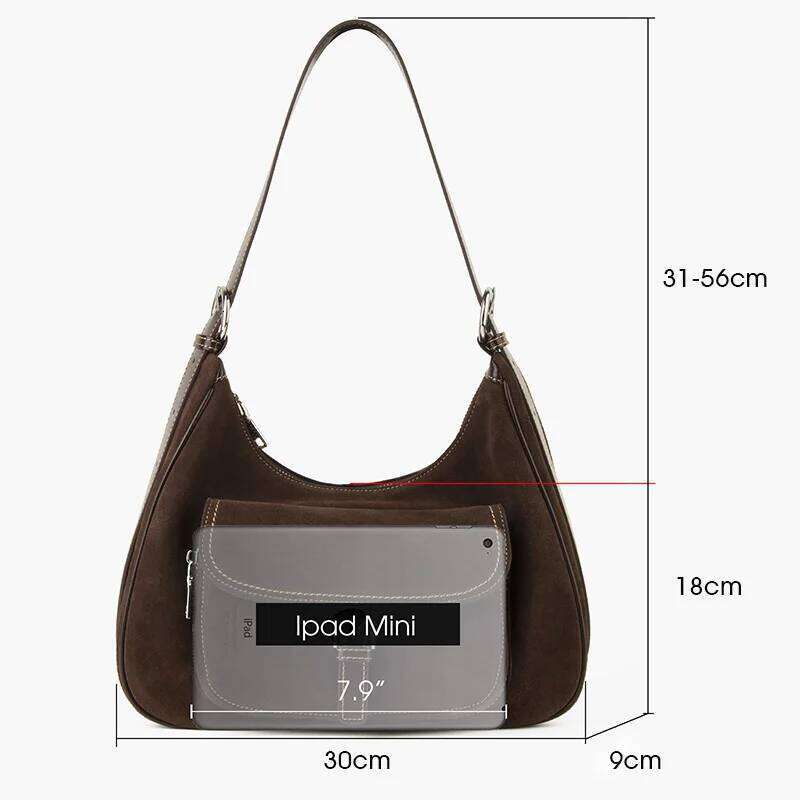 Donna-In Natural Suede Handbag Genuine Cow Leather Coffee Shoulder Underarm Bag Winter New Style Large Capacity Crossbody