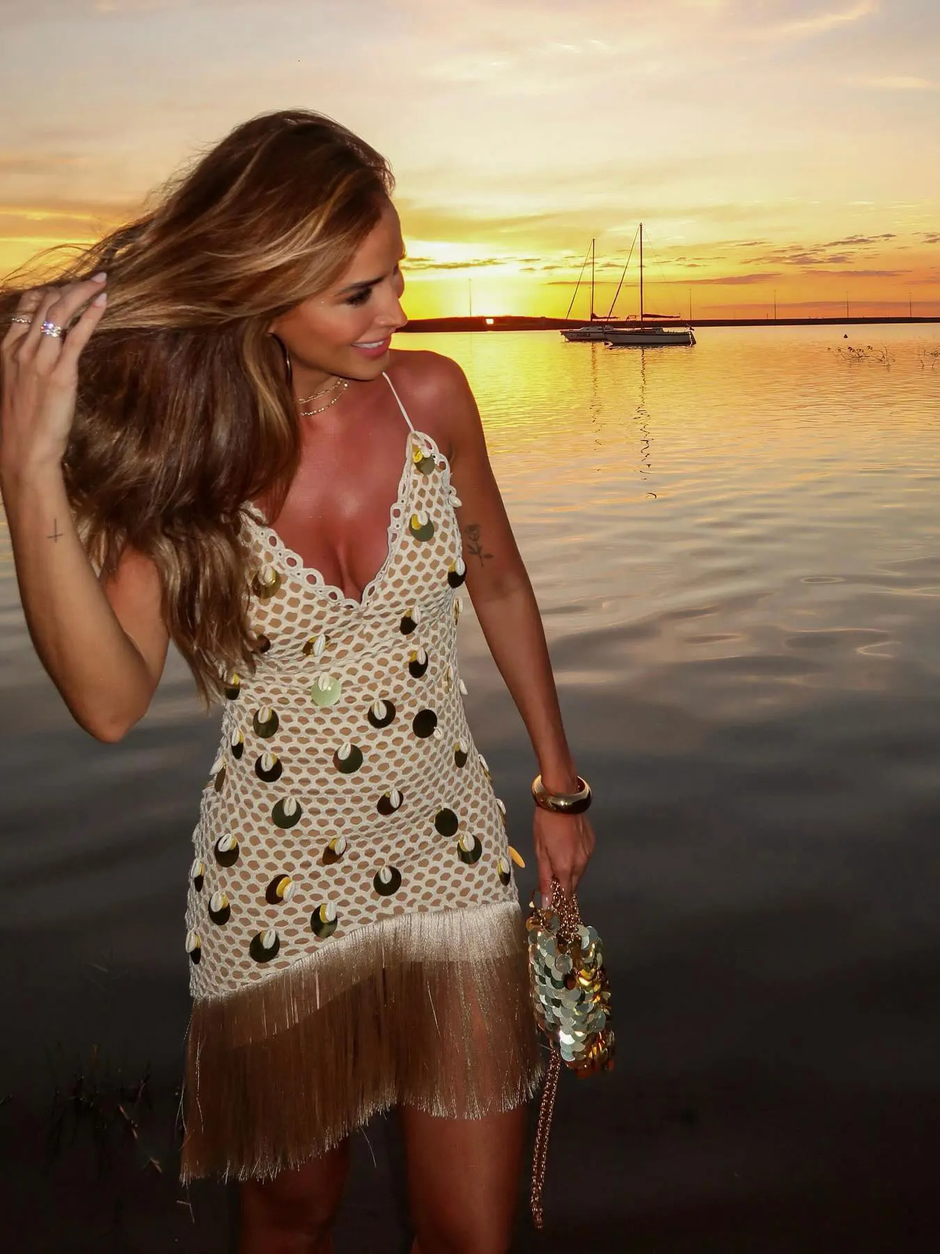 Deep V Sleeveless Naked Waist Zipper Dress Sexy Women Tassel Mini Dresses Summer Party Evening Female Vestidos Halter Dress 250617