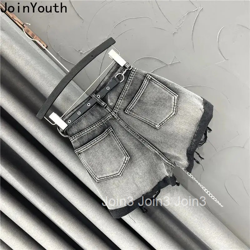 Chic Jean Shorts Women High Waist Y2k Wide Leg Shorts 2025 New Bottoms Irregular Casual Summer Tassel Pantalones Cortos De Mujer