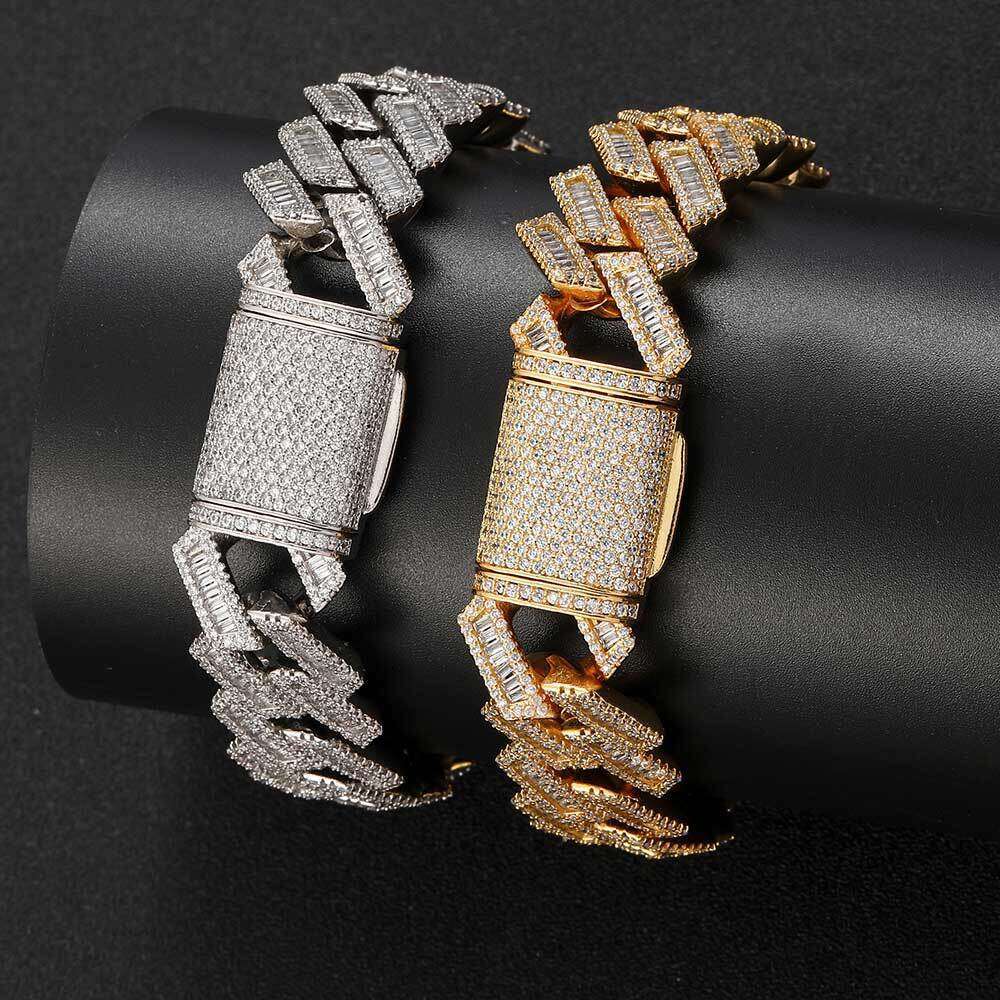 Hip Hop for Men 18mm Dia Cuban Chain Thick Zircon Necklace Trendy Brand Jewelry Men's Bracelet 1bd9