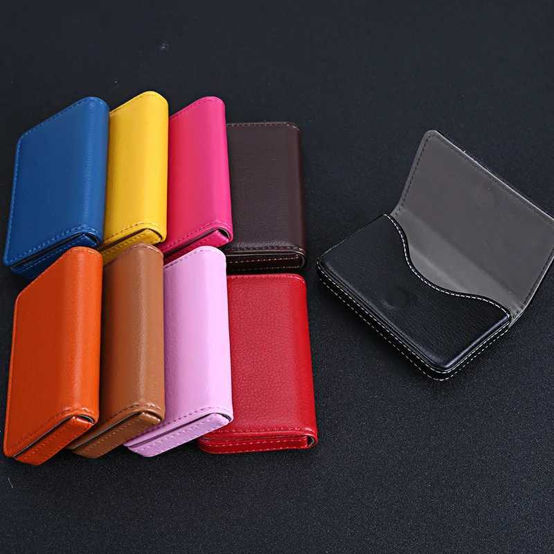 1pc PU Leather Business Card Holder With Magnetic Slim Pocket Name Card Holder Large Capacity Portable Case Z250621