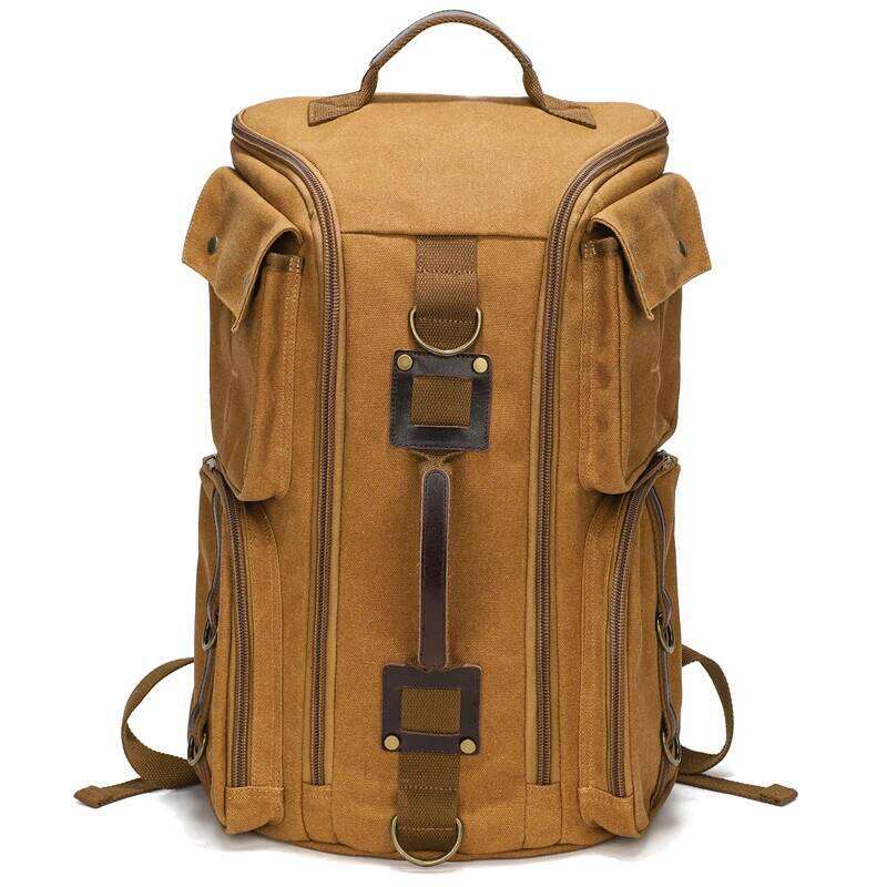 Men's Vintage Waxed Canvas Waterproof Large Capacity Carry-On Travel Backpack 16 inch Laptop Bag for Men Women