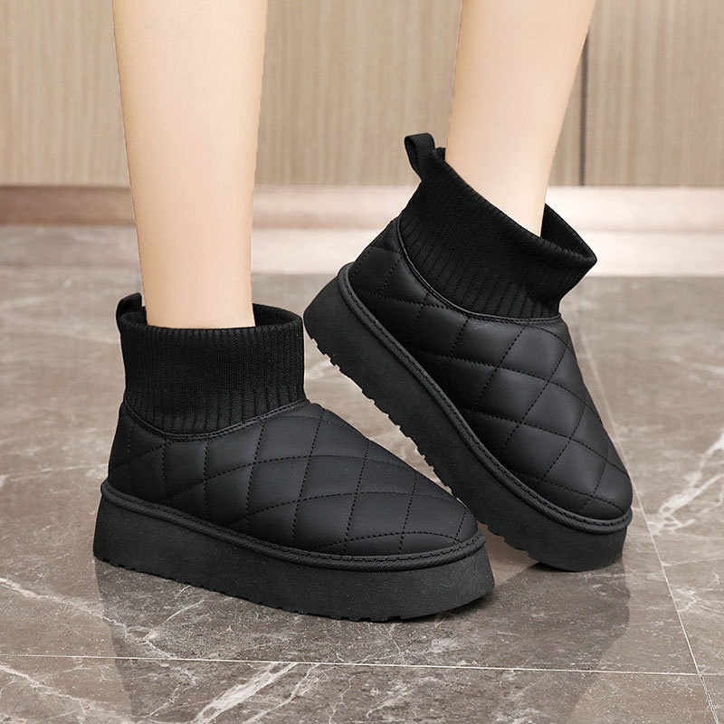 2025 free shipping designer new women's winter shoes solid color women's new snow boots cotton and velvet sports cotton shoes