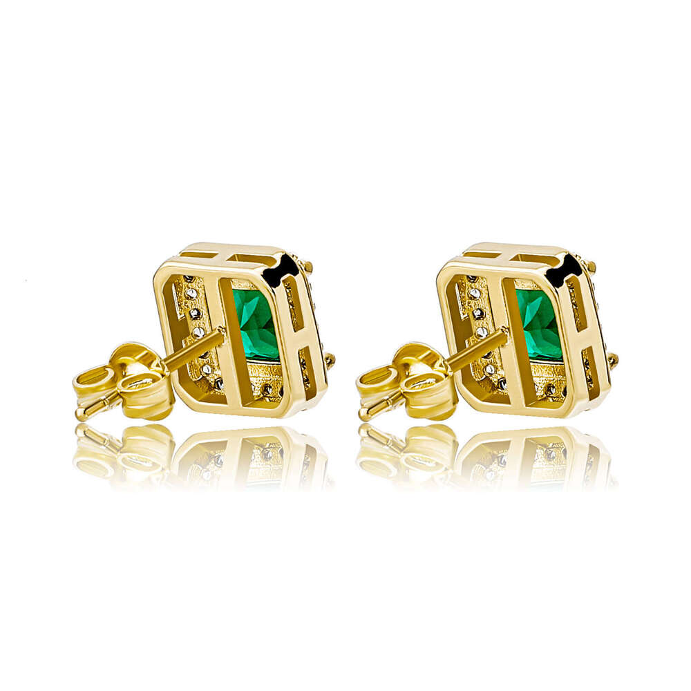 Jin Ao New Emerald Square Zircon Earrings Korean Fashion Elegant Simple Geometric National Trend Small Ear Jewelry