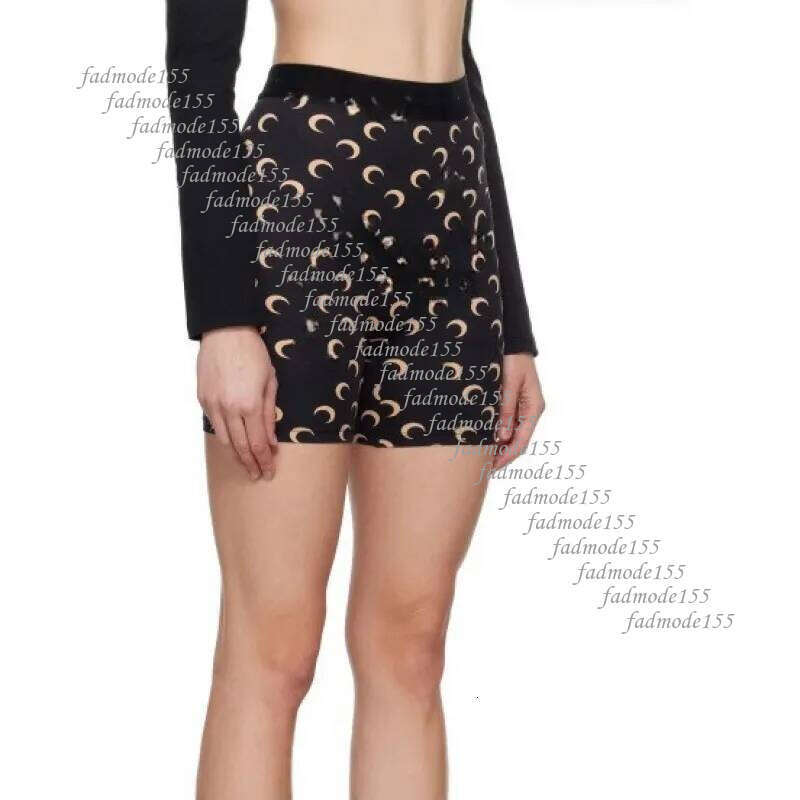 Designer Elastic Slimming T-shirt Ice Silk Sunscreen Moon Top Crescent Small Marine Women's Black Sports Shorts Set Wholesale 2025 b6 45