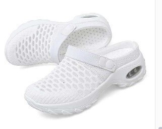 Luxury Brand Designer Shoes Sandals Foreign Trade Plus Size Women's Summer Korean Style Mesh Slip-On Slippers Rocking Mom Half-Toe Sandals Revers