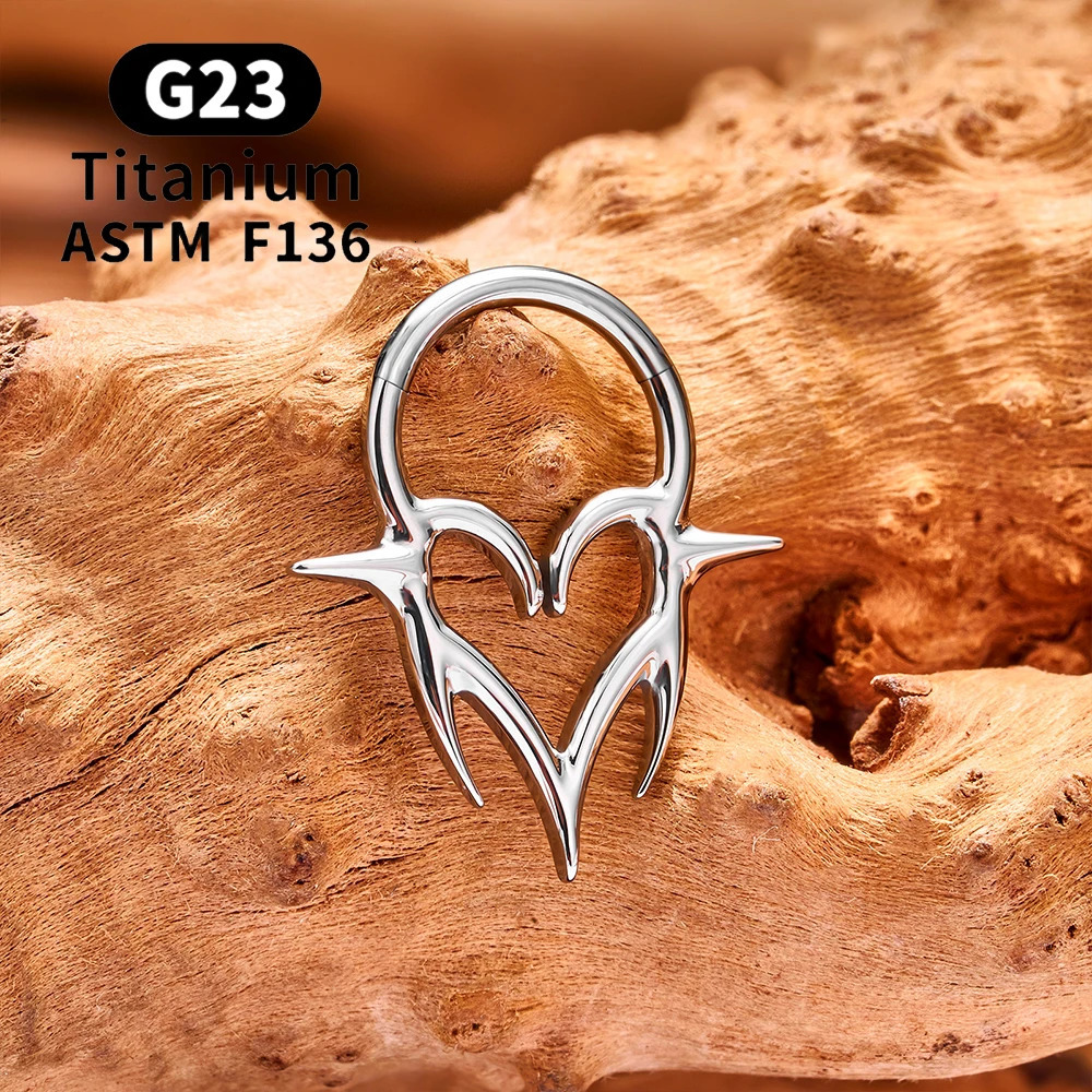 ASTM 36 G23 Piercing Septum Heart Nose Rings 16G Hinged Clicker Tragus Cartilage Helix Earrings Punk Body Jewelry 250613