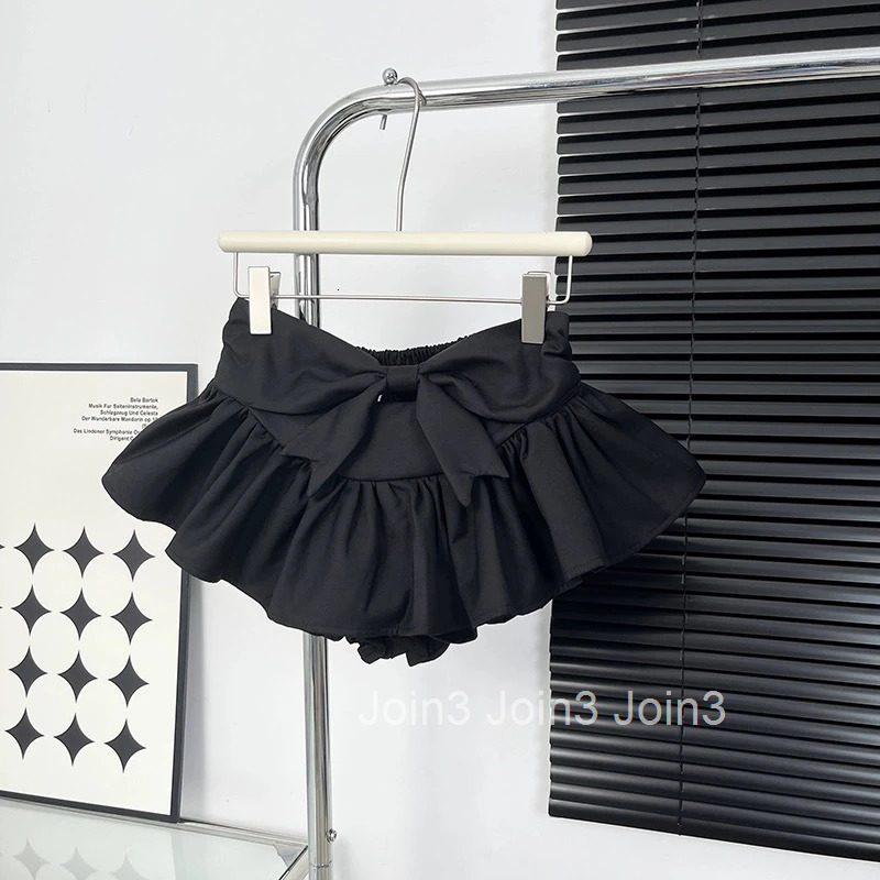 Cute Skirts for Women New Bottoms Japanese Jupe Fashion Sweet Saia 2025 Faldas Mujer De Moda Bandage Bow Simple Tunic Mini Skirt