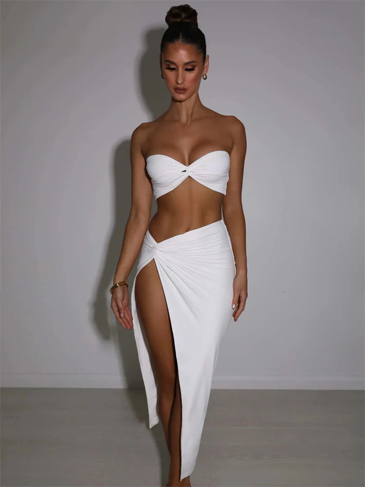 Fantoye Sexy Strapless Slim Fit Patchwork Backless Sleeveles Dress Solid High Waist Fashion Female Summer 250614