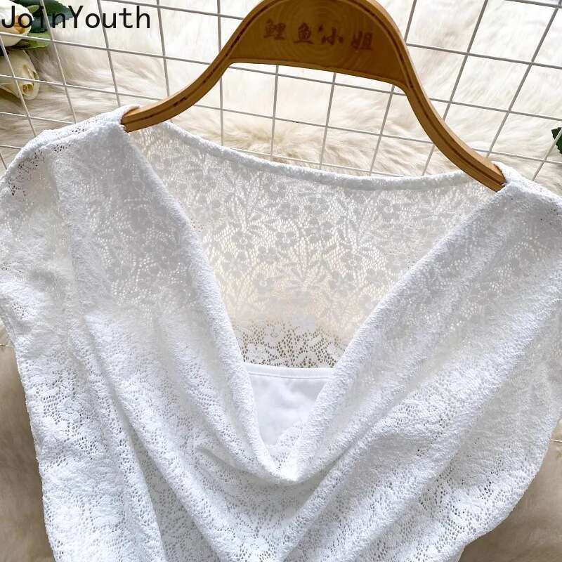 Sexy Blouses 2025 Womens Clothing Slim Waist Bandage Irregular Shirts Camisas De Mujer Lace Ruffles Chic Summer Tops Female