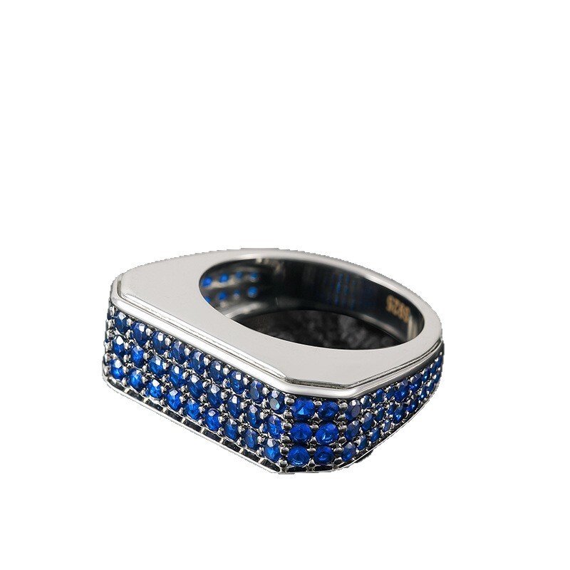 Luxury Men's Hip Hop Moissanite Ring Micro Pave Diamond Zircon Personalized Bold Exaggerated Finger Ring