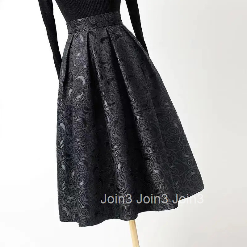 2025 Faldas Mujer De Moda Vintage Skirt for Women High Waist A-line Floral Jupe Fashion Temperament Saia Korean Pleated Skirts