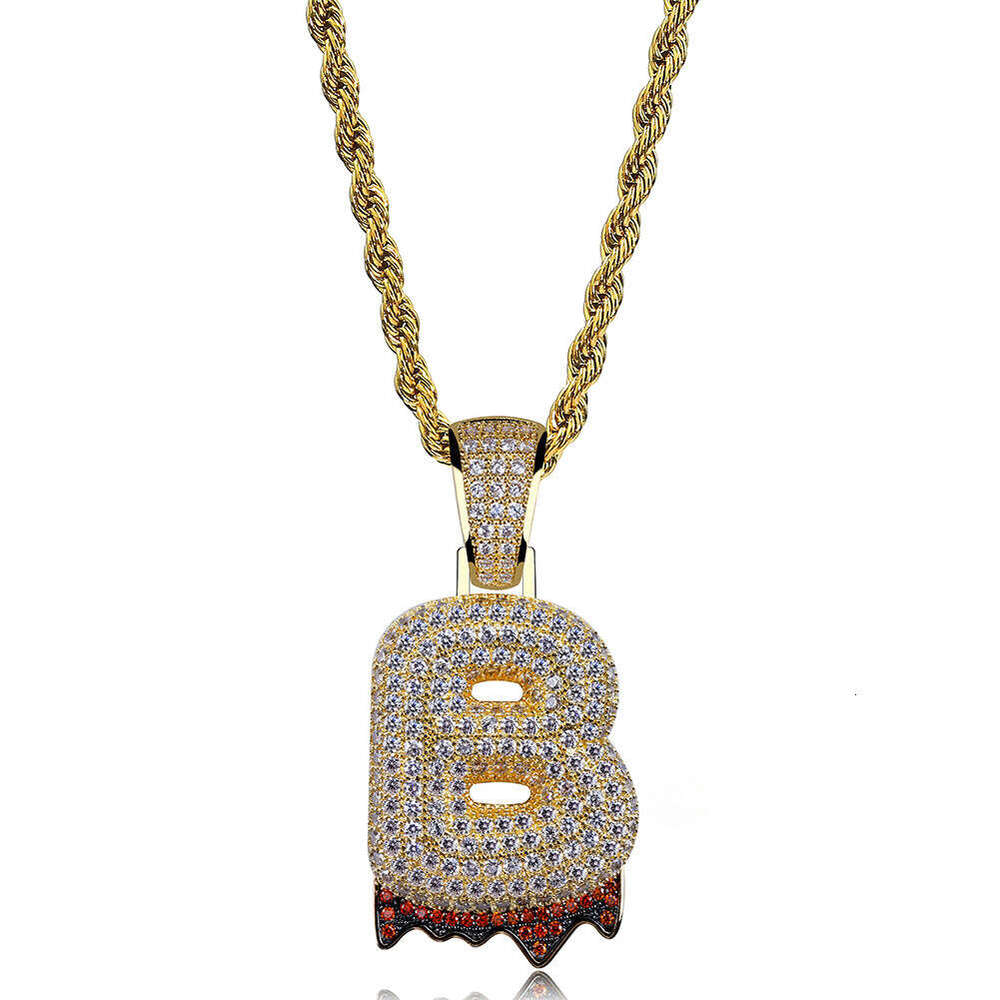 Hip Hop Personality Lava Rock English Letter Pendant DIY Splicing Micro Pave Zircon Men's Trendy Necklace