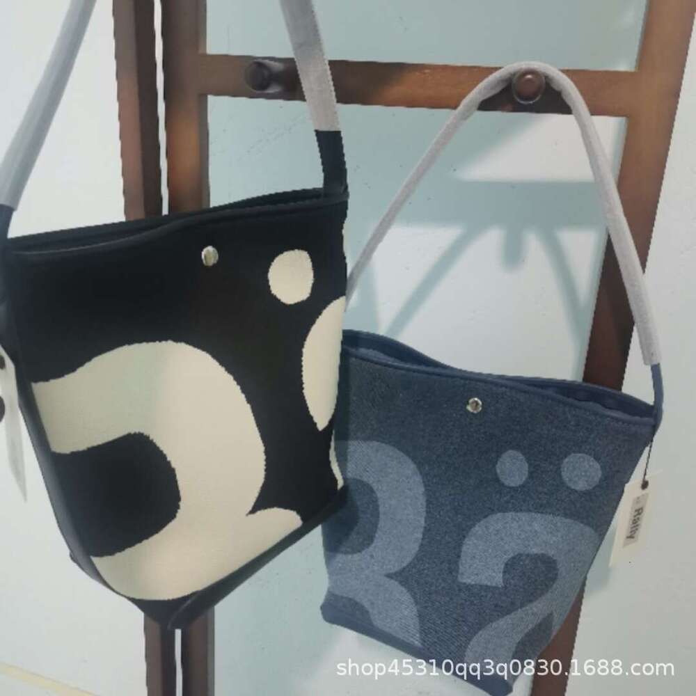 2024 Trendy Niche Bucket for Women, Large Capacity Letter Print Shoulder Bag, Rally Underarm Bag