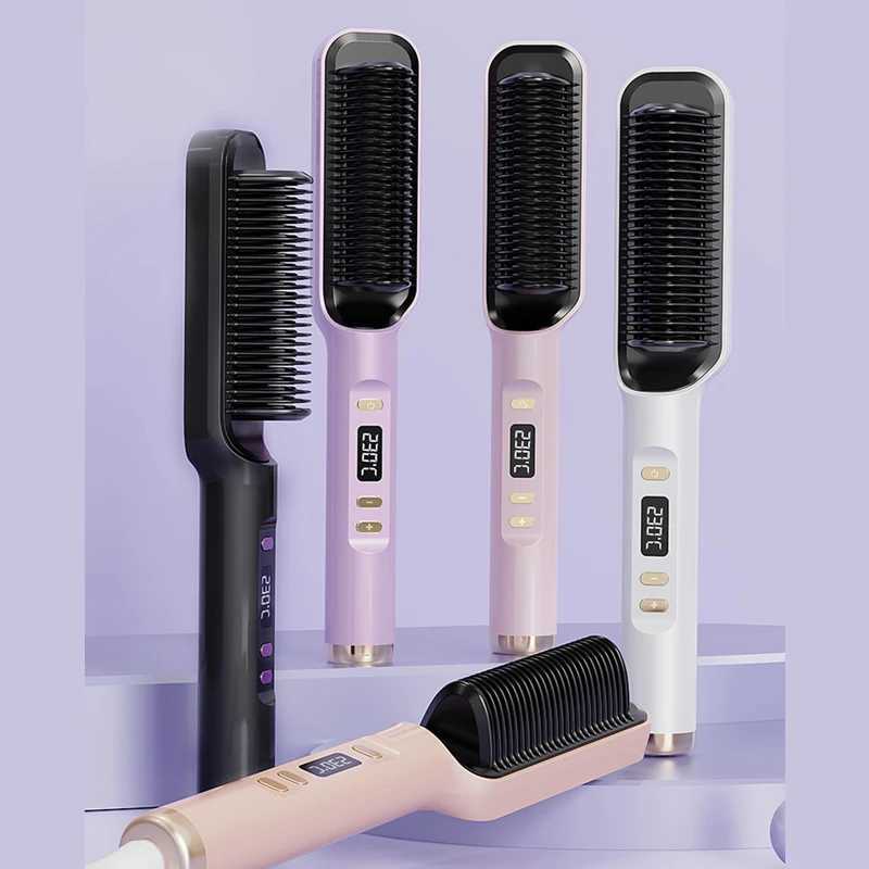 Dual Purpose Electric Heating Straight Hair Comb For Curling And Straightening Anti-Scalding Styling Curler Straightener BrushXJ250621
