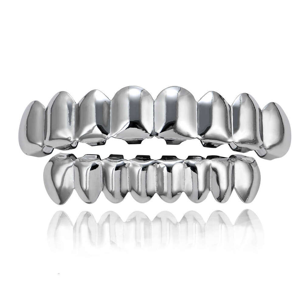 HIPHOP Upper Lower 8 Pieces Real Gold Plated Hip Hop Teeth Set 2c53