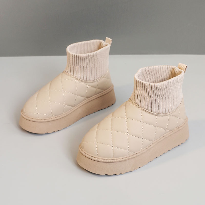 2025 free shipping designer new women's winter shoes solid color women's new snow boots cotton and velvet sports cotton shoes