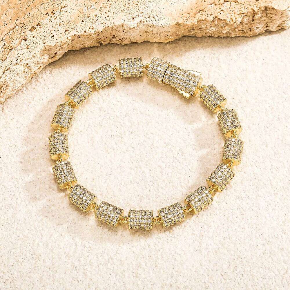 New Spring Buckle Full Zircon Bamboo Knot Bracelet Necklace Set Fashionable Women's Personality Trend