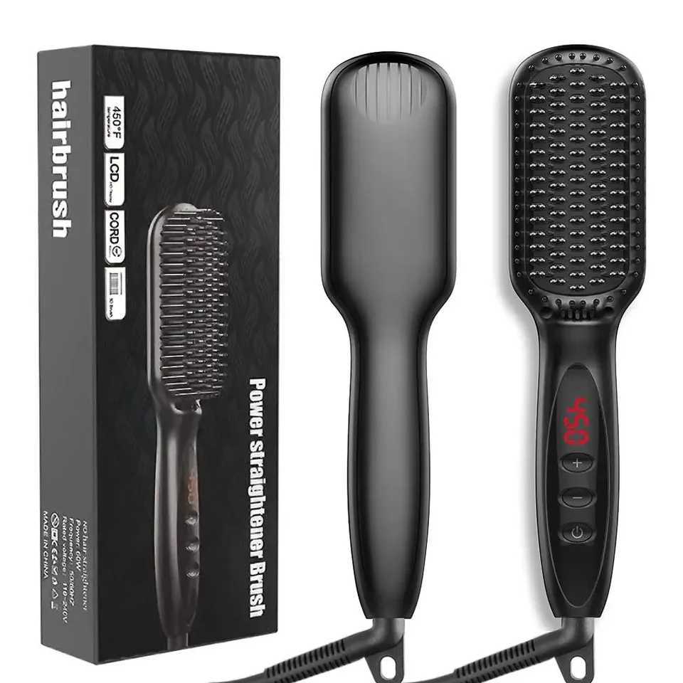 Professional Fast Heating Anti-Scald Auto Shut Off Beard Straightening Comb For Men Hair Styling Straighten Brush For WomenXJ250621