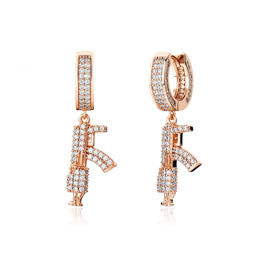 Jin Ao New Style Personality Men's Fashion Trend Three-Color AK Gun Earrings Creative Design Ear Jewelry