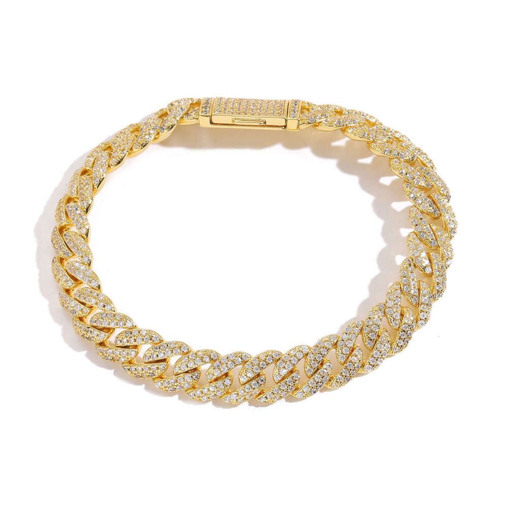 10mm Double Row Zircon Cuban Chain Necklace for Men, Personalized Hip-Hop Trendy Jewelry e859