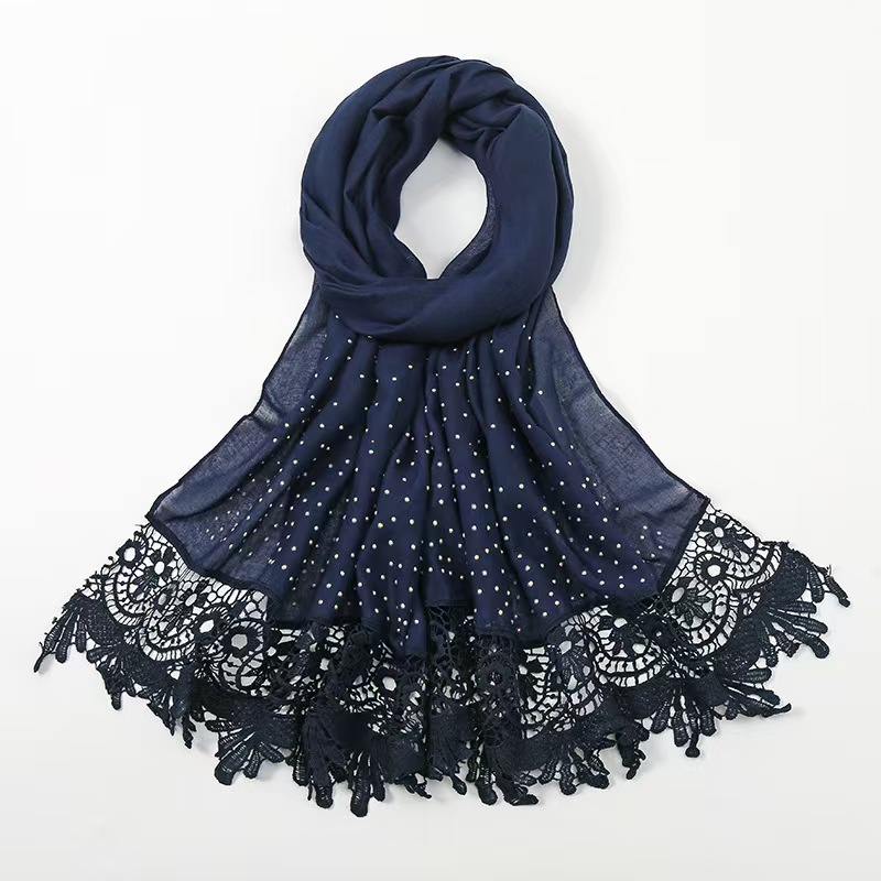 T1037 New monochrome swallowtail lace lace diamond scarf headscarf hot sale fashion cotton shawl