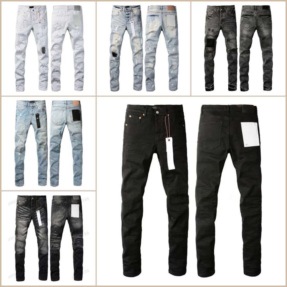 Jean Mens Purples jeans Trousers for mens Denim Designer Jeans Men Black Pants High-end Quality mens designer jean black pencil pants hole casual skin
