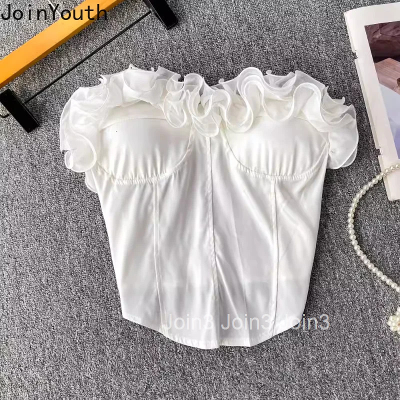 3D Flower Strapless Vest Sexy White Tees Women Clothing 2025 Temperament Tunic Camis Ropa Mujer Backless Summer Tanks Crop Tops