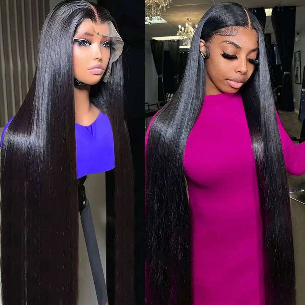 Natural Straight Wig 13x6 HD Lace Frontal Pre Plucked Human Hair Wigs 200 Density 46 Inches For Black Women