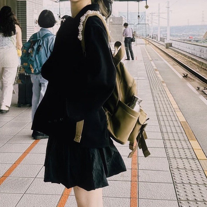 Free shipping designer bag Ins Internet Celebrity 2025 Spring Summer New Casual Versatile Pearl Strap Backpack Large Capacity Japanese Korean Style Wo
