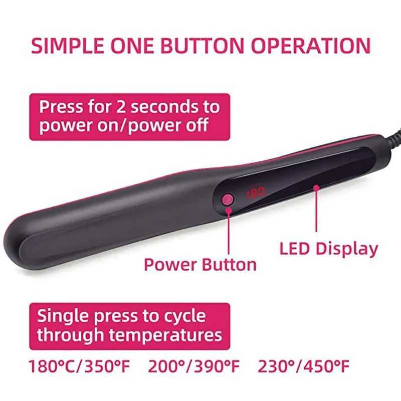 Professional Hair Straightener Brush Anti-Scald Feature Fast Heating Flat Iron Hot Comb Straightening Brush Hair Styler For MenXJ250621