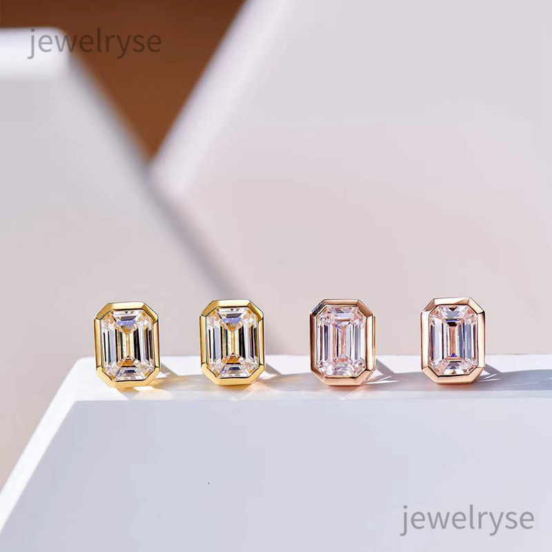 2024 Simple Fashion Stud Earrings Jewelry 925 Sterling Silver Rose Gold Fill Princess Cut 3A Cubic Zircon CZ Diamond Party Elegant Women Earring Gift