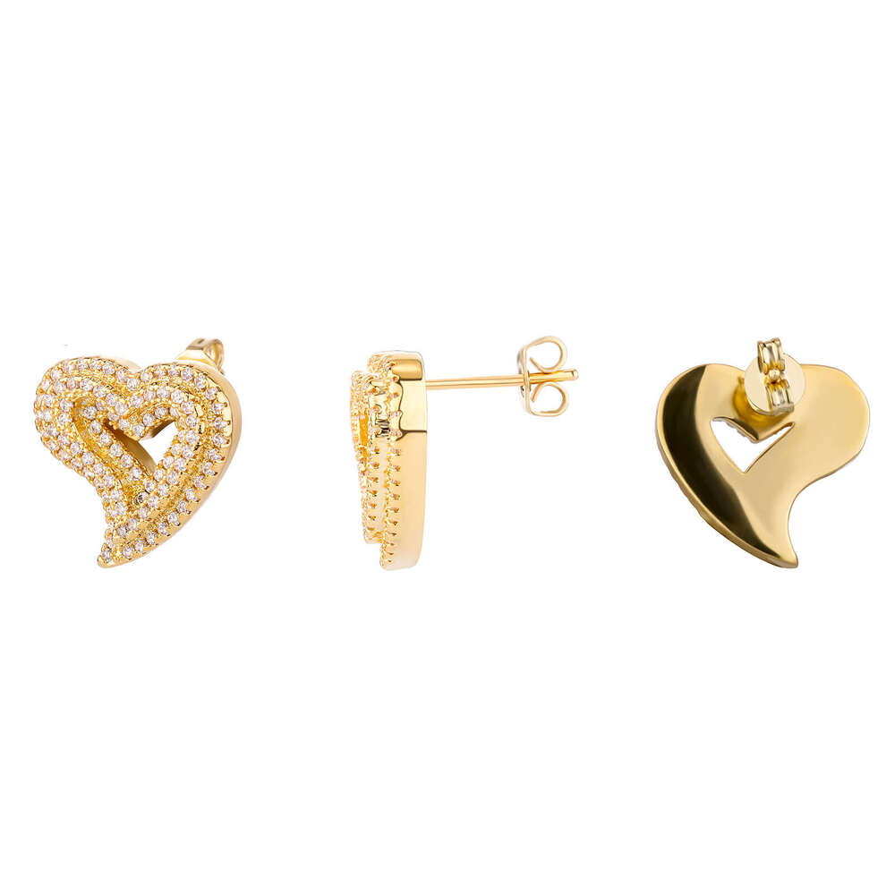 Zircon Hollow Heart Light Fashion Hip-Hop Earrings Exaggerated Personality Ear Jewelry