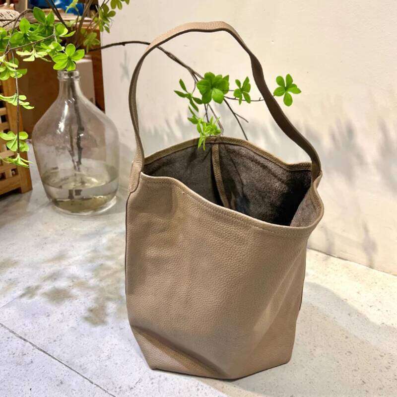 Designer bag Genuine leather women's large capacity commuting Tote high-quality cowhide bucket bag one shoulder handbag