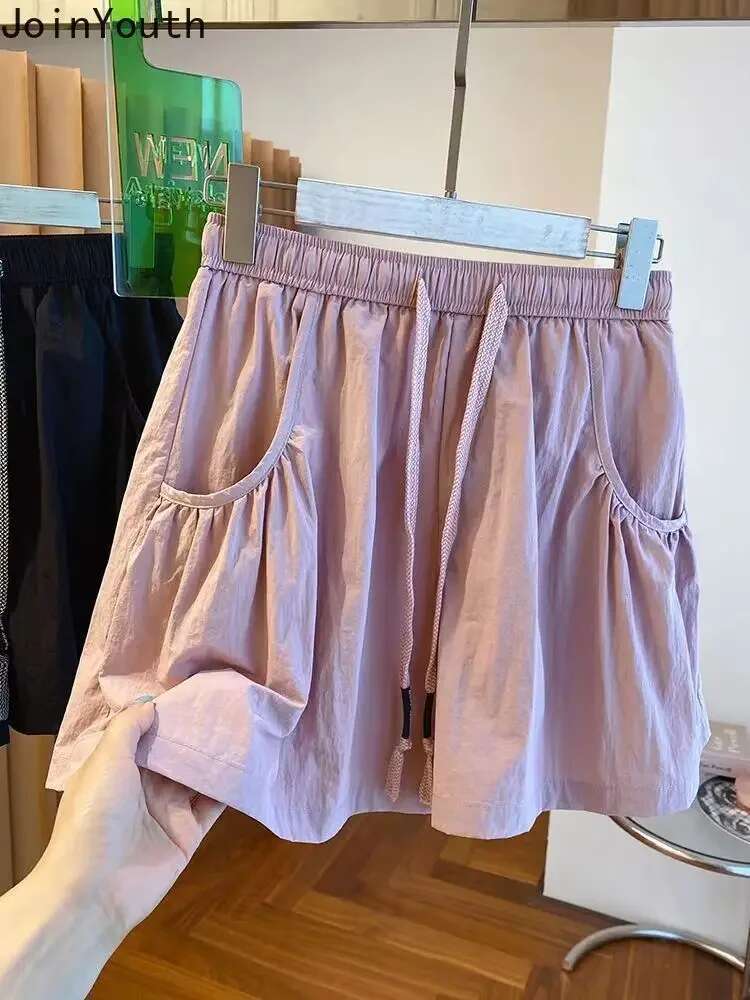 2025 New Bottoms Fashion Womens Shorts Elastic Waist Casual Summer Short Mujer Pockets Korean Pants Pantalones Cortos Mujer