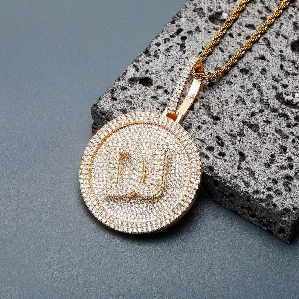 Jin Ao Men's Trendy Necklace Rotatable Pendant INS Style Letter Exaggerated Rap Accessories