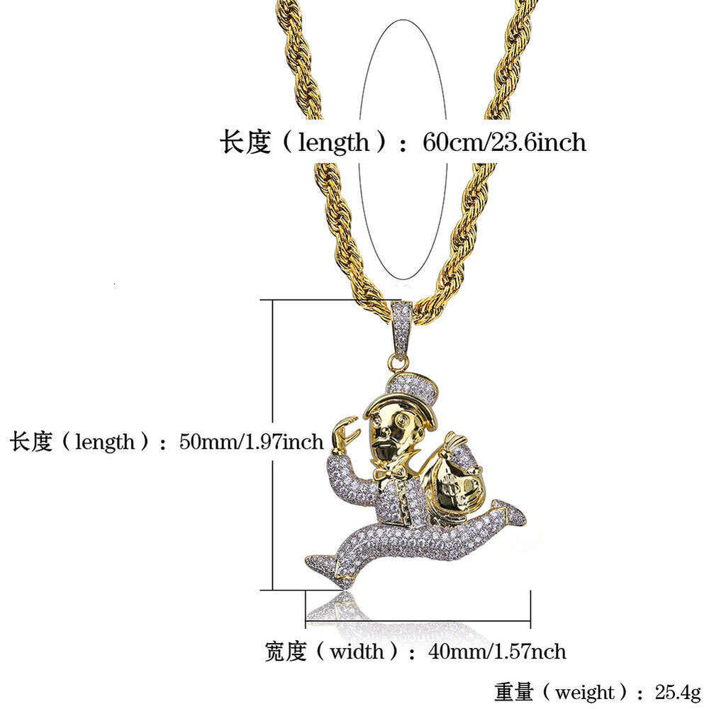 Hip-Hop Running Man Doll Men's Personality Pendant Micro-Inlaid Zircon Trendy Accessories