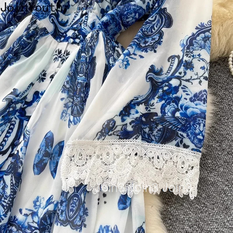 2025 Vestidos De Mujer Floral Dresses Women Clothing V-neck Flare Sleeve High Waist Robe Femme Vintage Summer Eleganr Maxi Dress