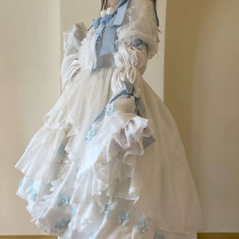 White Skirt Maxi Skirt White Super Abundant Winter Tinglan Flower Long Sleeve Lolita Dress With Full Sleeves And Cape Long Skirt