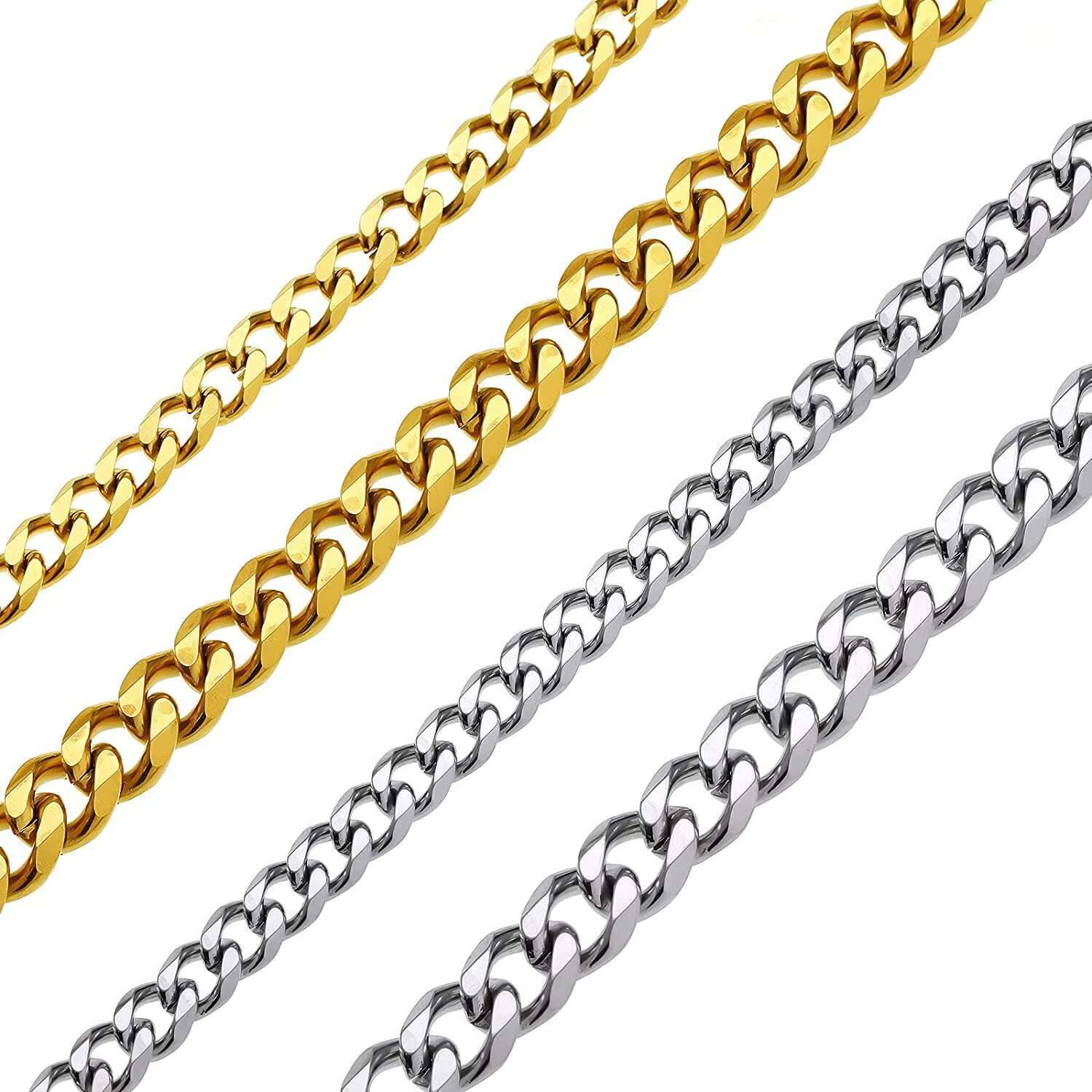 Fashion Cuban Chain 18k Gold Plated Stainless Steel Hip Hop Necklace for Women Men Laminated Gold Jewelry Charms Choker