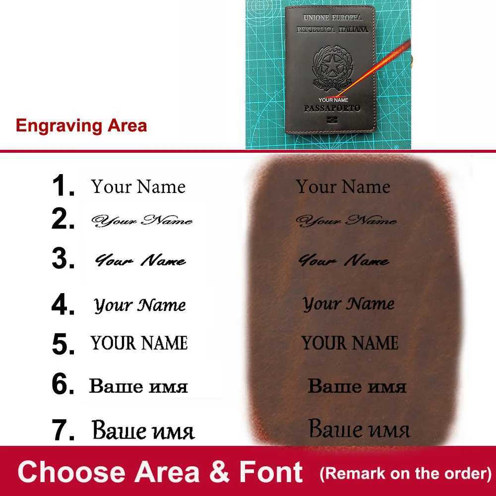 Genuine Leather Italian Passport Cover with Name Business Unisex Durable Italy Passport Holder Z250621