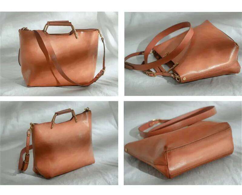 Outdoor Daily Women's Genuine Leather Shoulder Messenger Bag Designer Real Cowhide Female Party Metal Handle Handbag