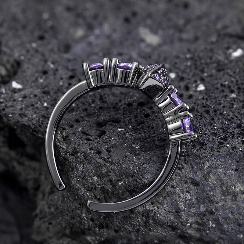 Luxury Jewelry Unique Design Hip Hop Dark Style Irregular Cross Geometric Adjustable Ring Unisex Versatile Couple Finger Ring