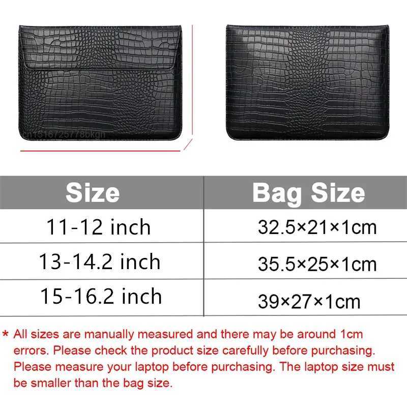 Crocodile Leather Flip Case Bag Laptop Sleeve for Macbook Air 13 14 15 16 Inch M5 M4 M3 M2 Chip Mac Book Pro Cover Accessories Z250621