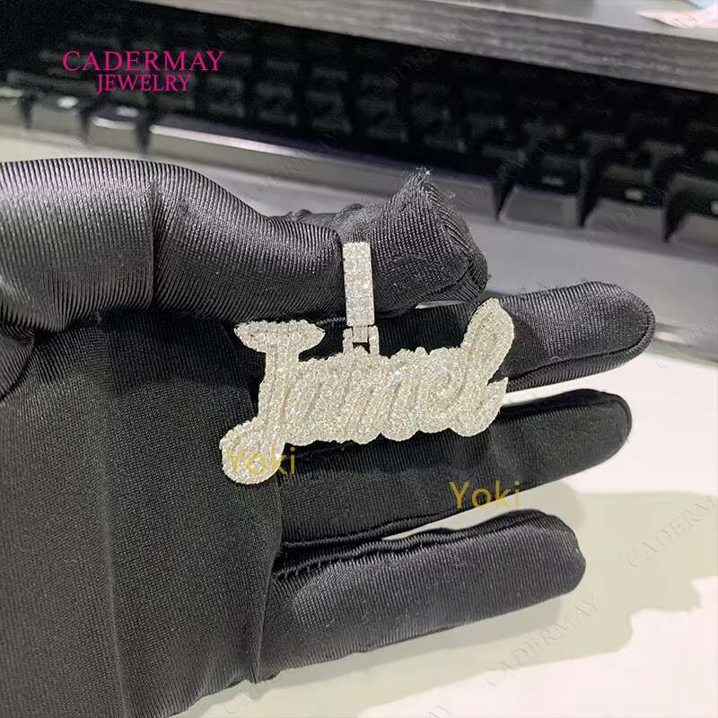 Hiphop 1.5in Moissanite Initial Pendant S925 Iced Out VVS Moissanite Diamond Letter Pendant Bling Rapper Moissanite Name Pendant