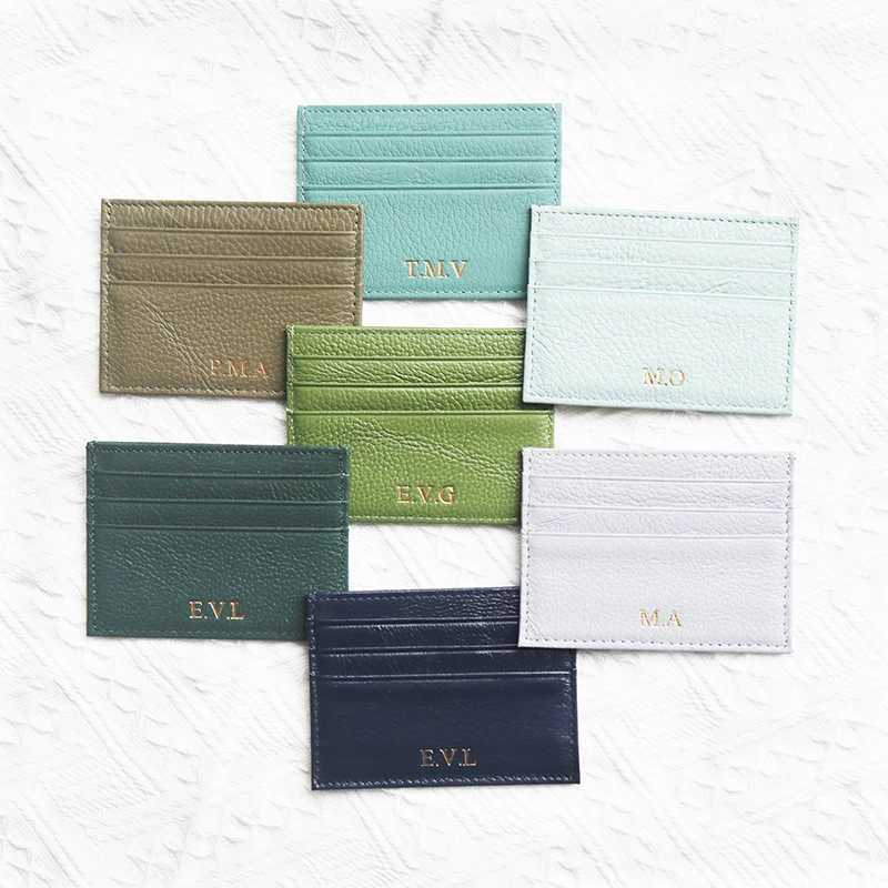 Custom Company Cowhide Card Holder Woman Man Fashion Slim Mini Card Bag Genuine Leather Engrave Name Casual Purse Z250621